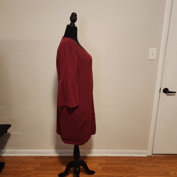 Jessica London Cable Knit Sweater Dress Plus Size 22/24 Burgundy - Picture 2 of 4